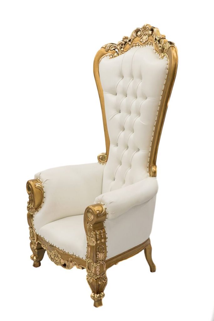 White & Gold Throne Chair