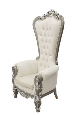 White & Silver Throne Chair